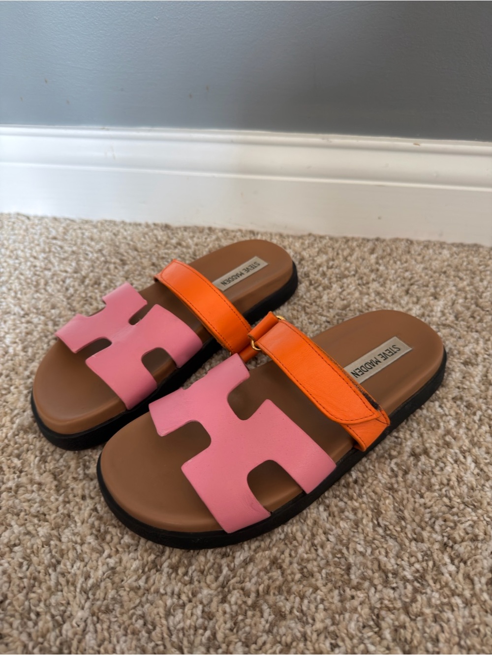 Steve Madden  Pink and Orange Slide Sandals